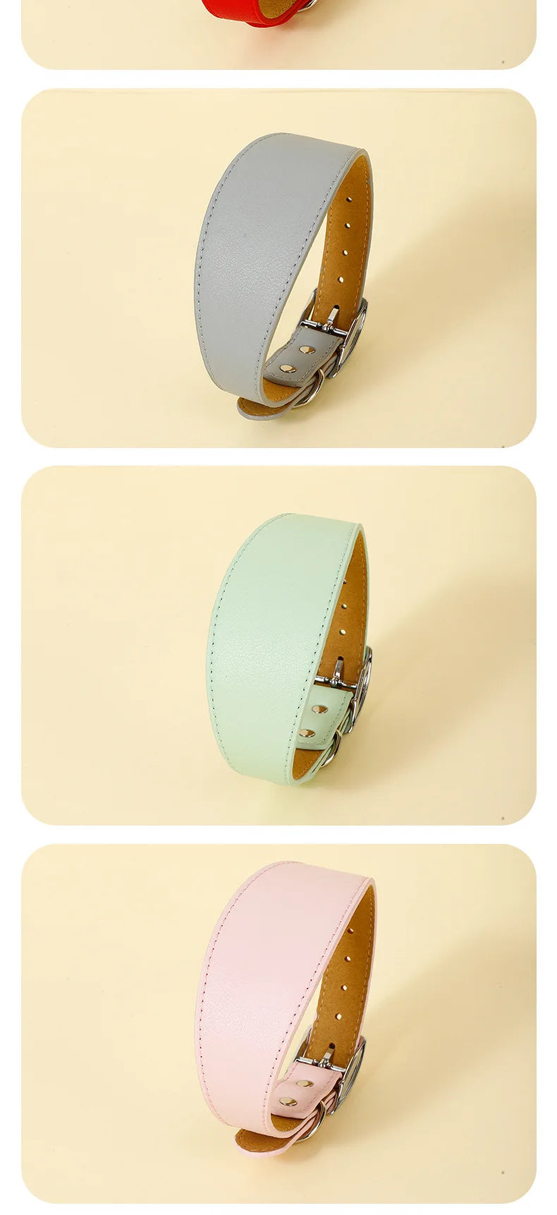 Wide Leather Dog Collar for Long-Necked Breeds