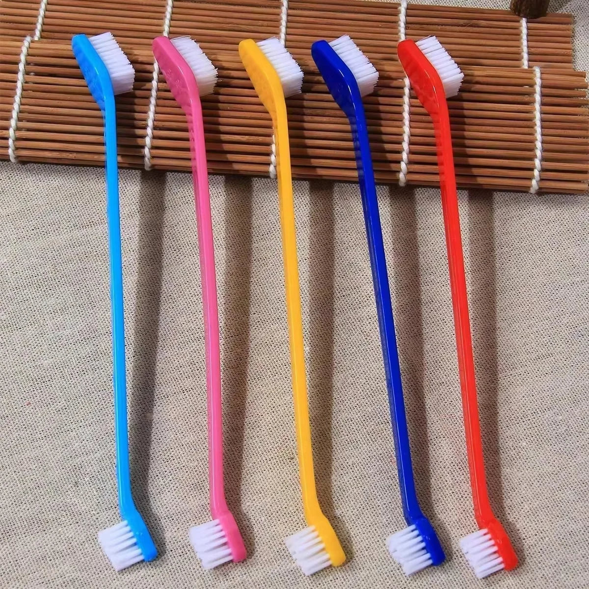 Long-Handle Double-Head Pet Toothbrush Set for Dogs and Cats