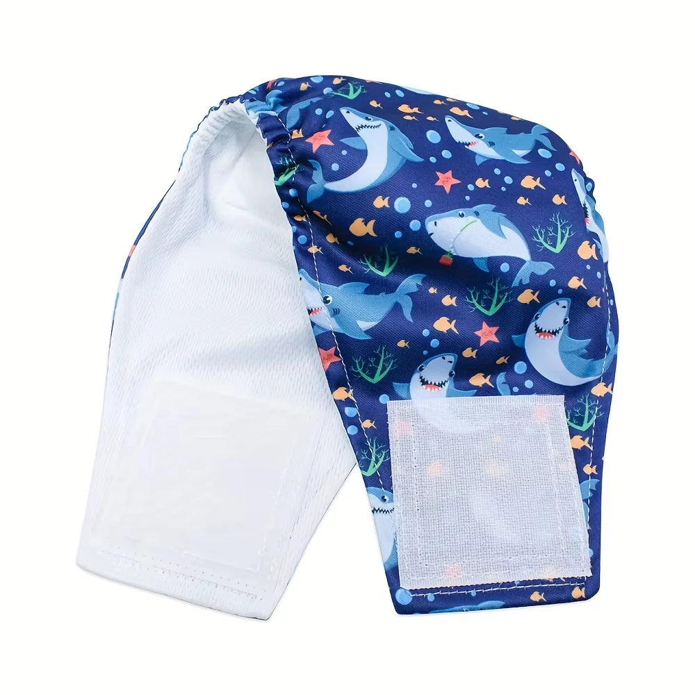 Correas lavables con estampado azul y blanco para pañales de perro