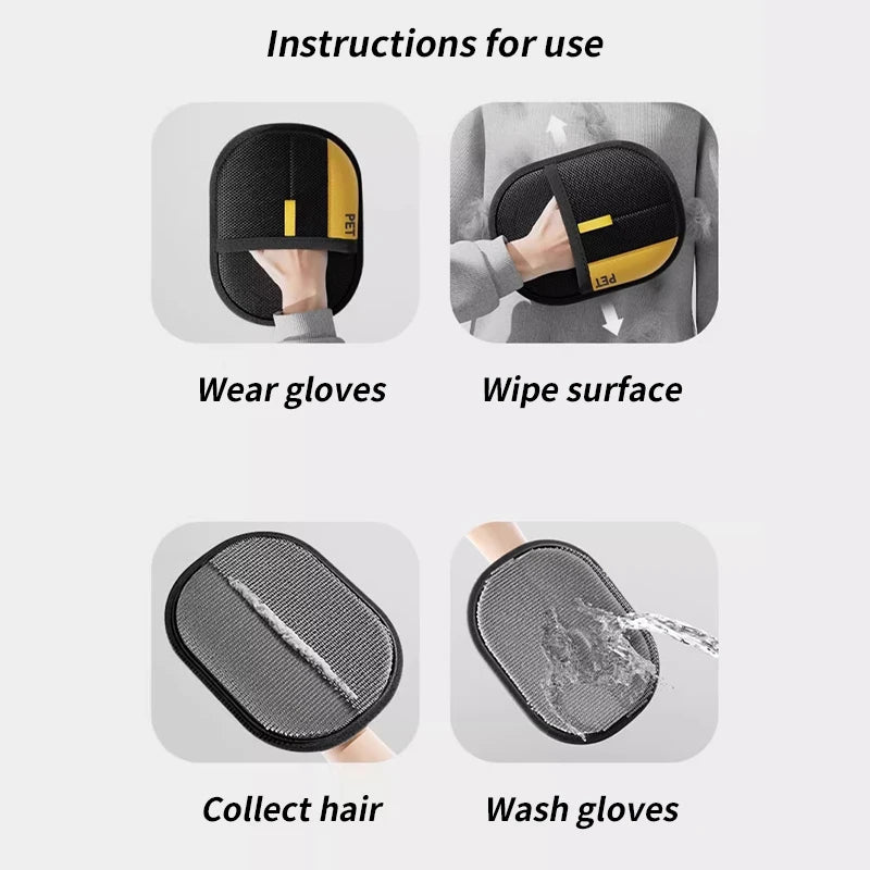 Double-Sided Pet Hair Removal and Grooming Gloves