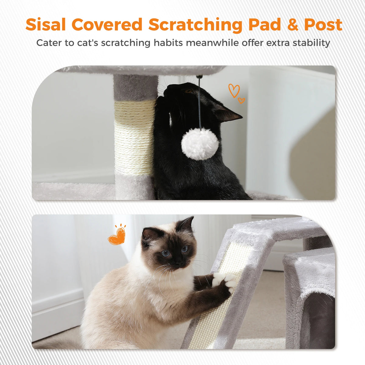 Compact Cat Tree Tower with Sisal Scratching Posts and Cozy Perches