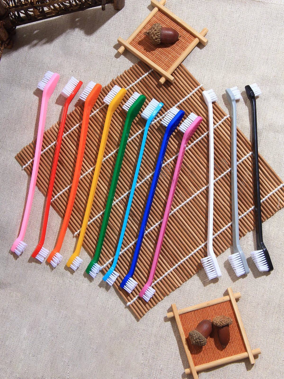 Long-Handle Double-Head Pet Toothbrush Set for Dogs and Cats