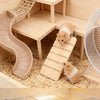 L-Shaped Wooden Hamster Platform with Stairs