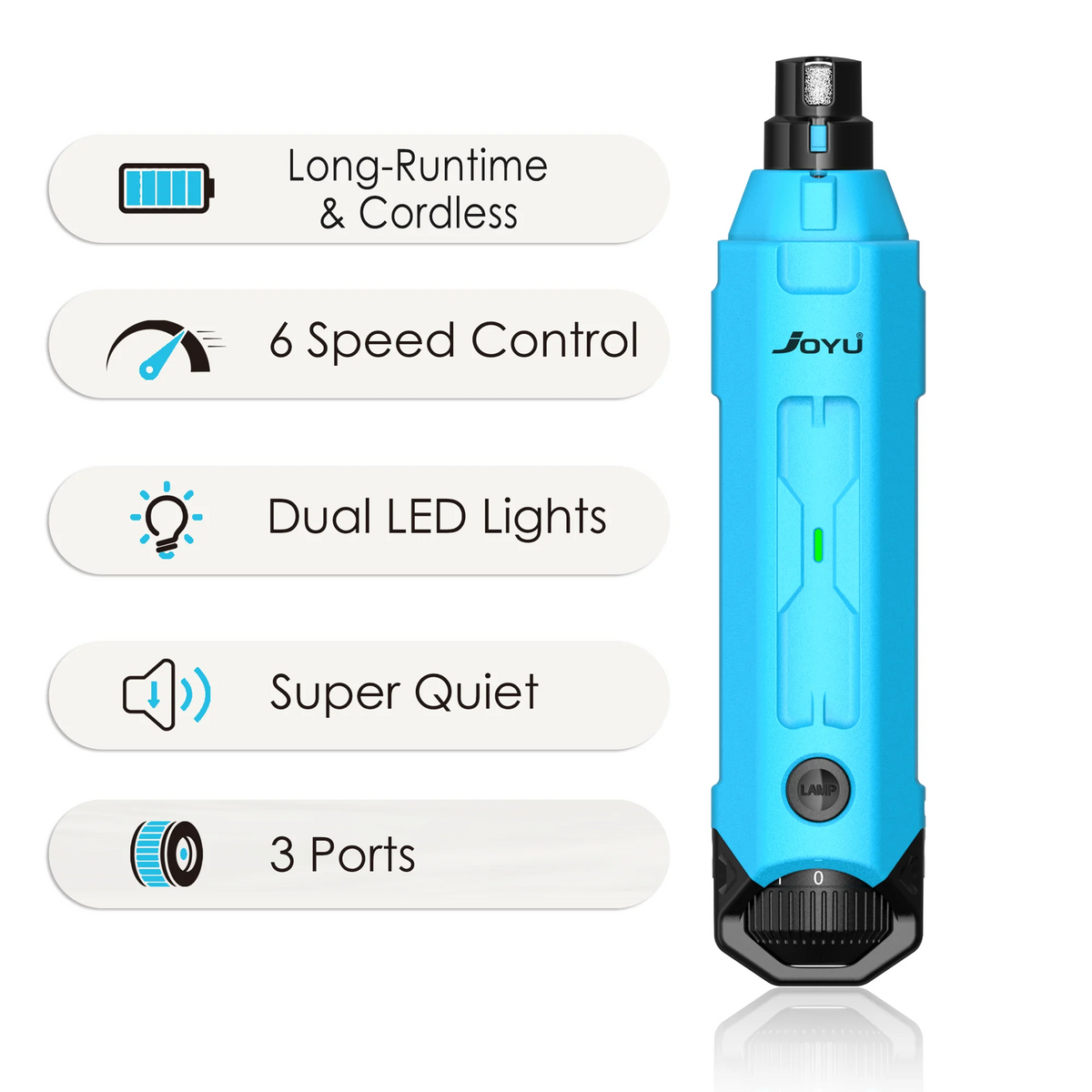 Rechargeable 6-Speed Dog Nail Grinder – Quiet & Painless Paw Care