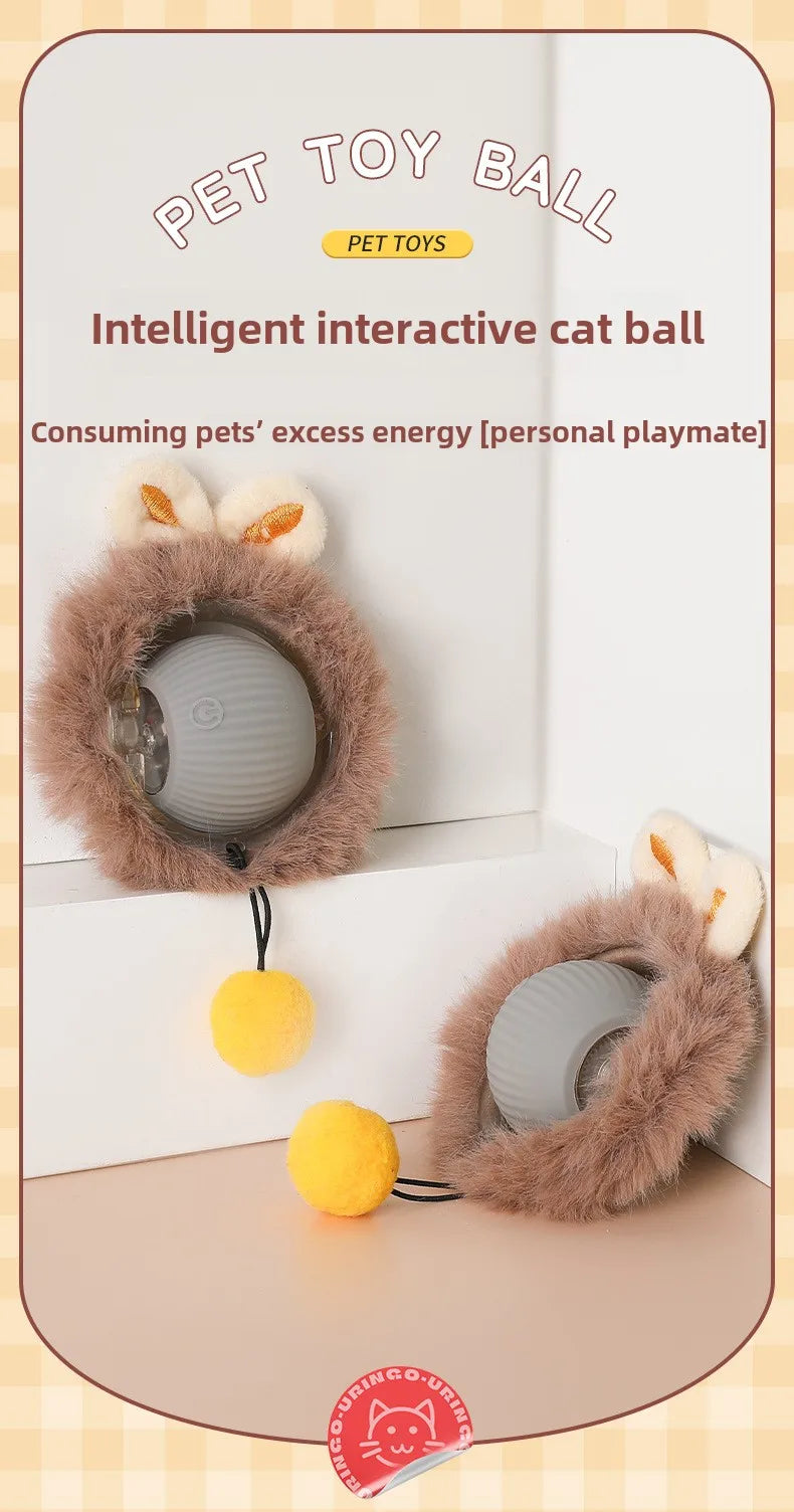 Interactive Automatic Rolling Cat Toy with Tail