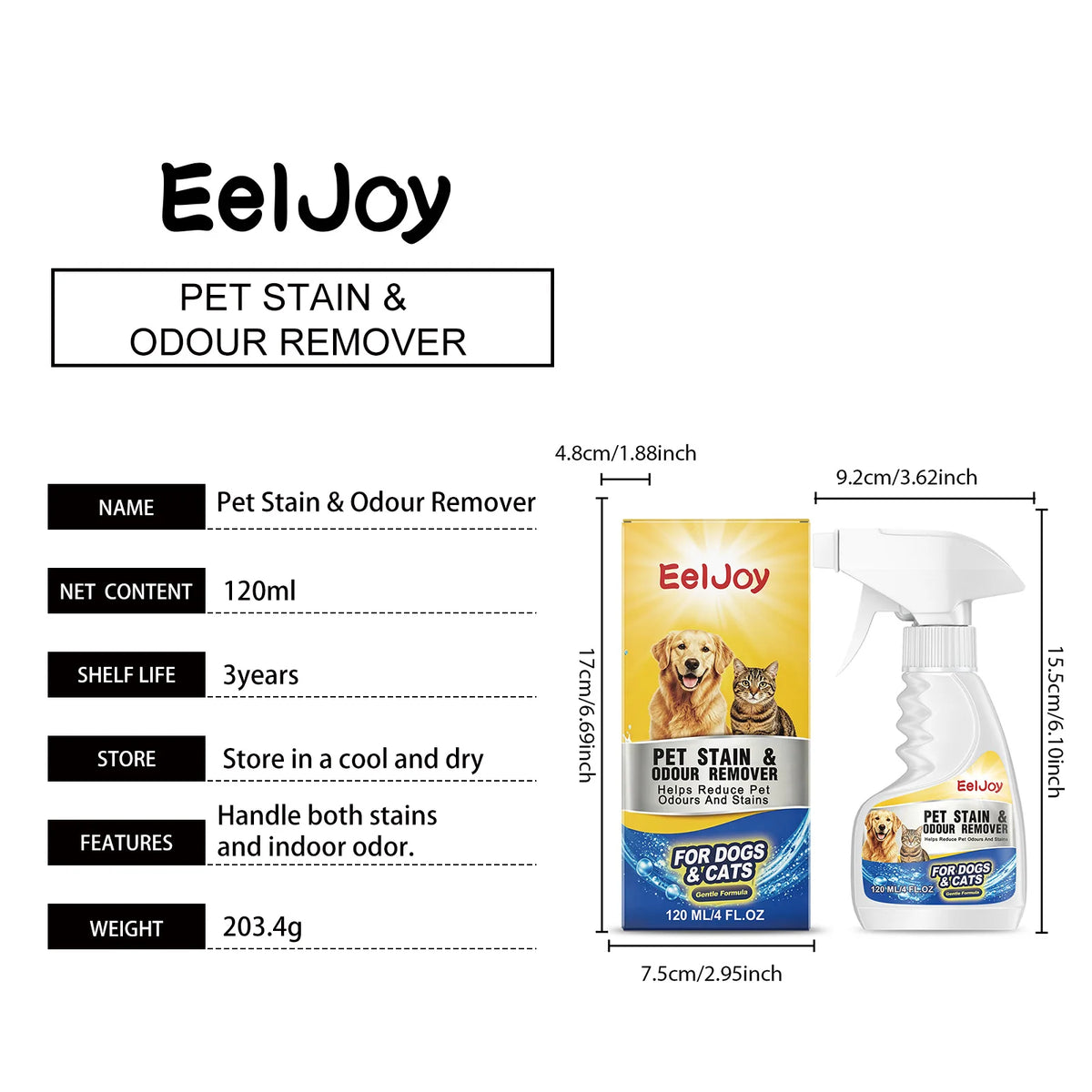 Pet Stain & Odor Eliminator Spray with Fine Mist Nozzle