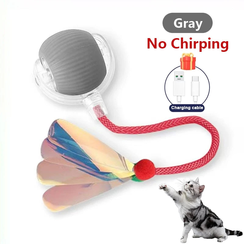 Interactive Chirping Cat Toy Ball with Motion Activation