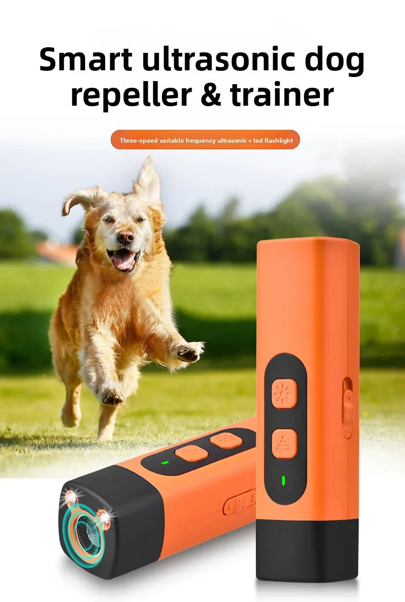 Rechargeable Ultrasonic Dog Deterrent with LED Flashlight