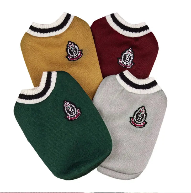 Classic V-Neck Knit Pet Sweater for Small Dogs & Cats