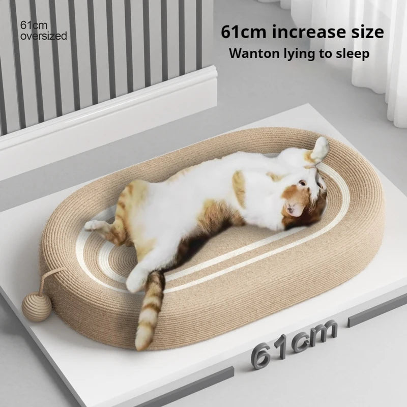 Oval Sisal Cat Scratcher Pad with Comfortable Resting Surface