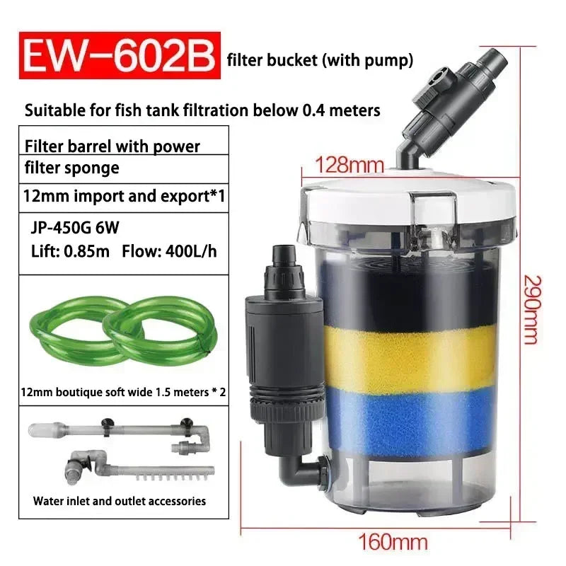 Filtre Externe pour Aquarium Sunsun avec Éponge