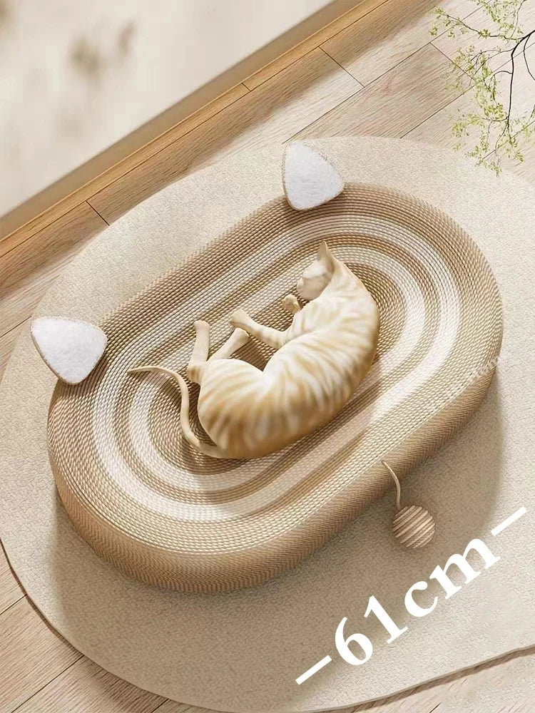Oval Sisal Cat Scratcher Pad with Comfortable Resting Surface