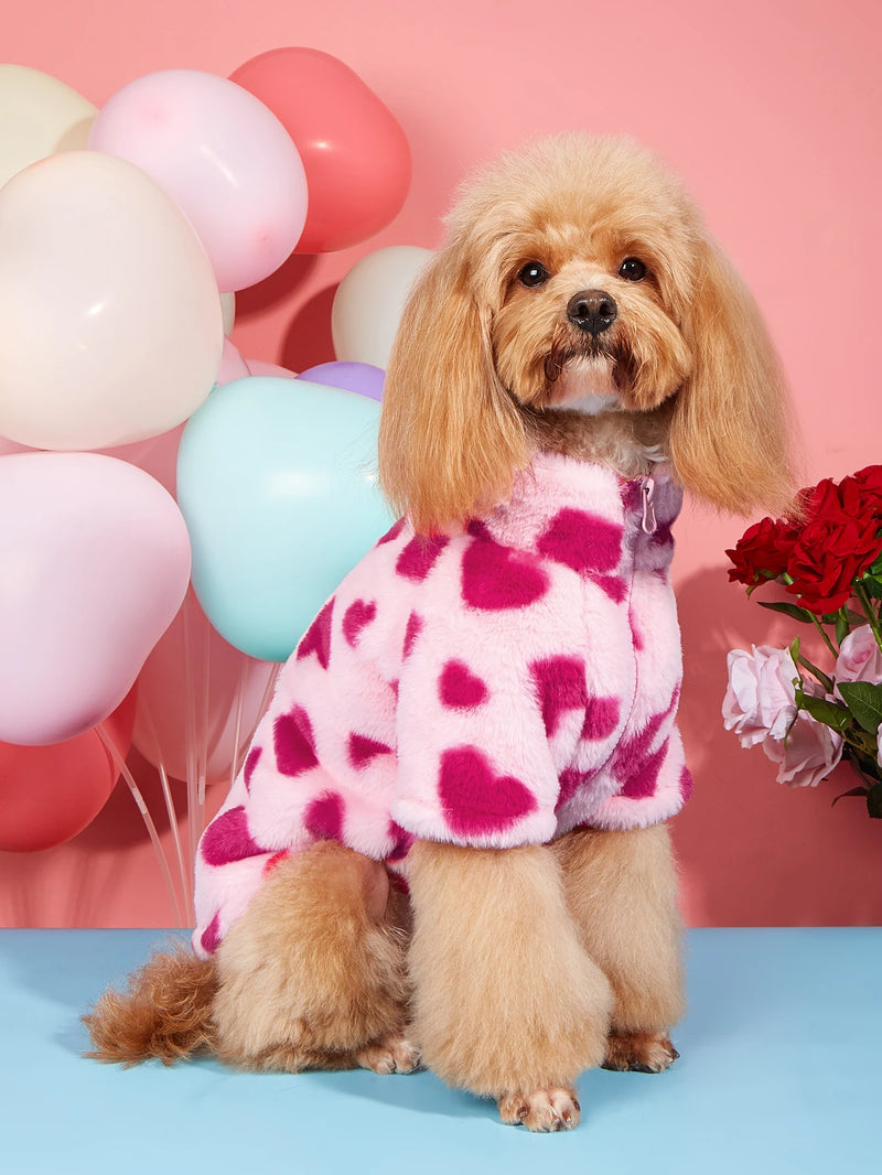 Sudadera de Peluche con Estampado de Corazones para Perro