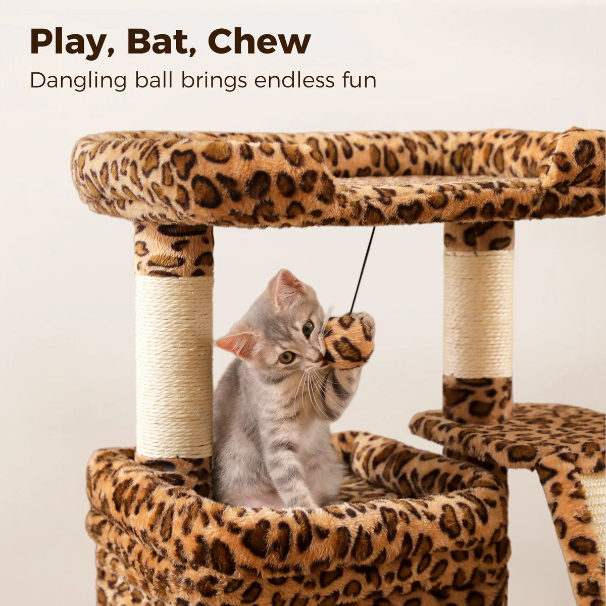Compact Cat Tree Tower with Sisal Scratching Posts and Cozy Perches