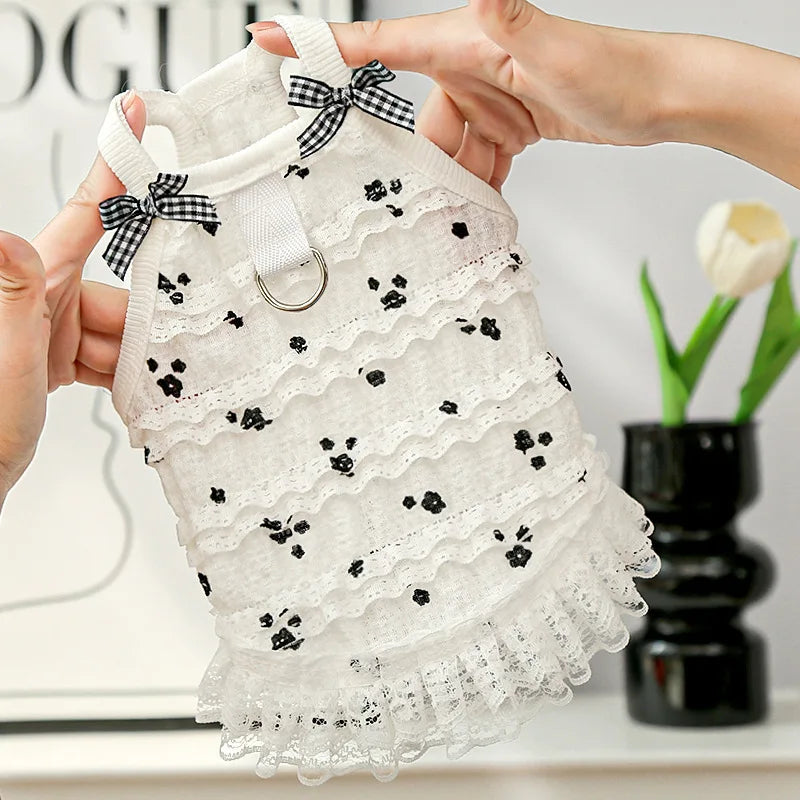 Vestido de algodón a rayas para perros de razas pequeñas