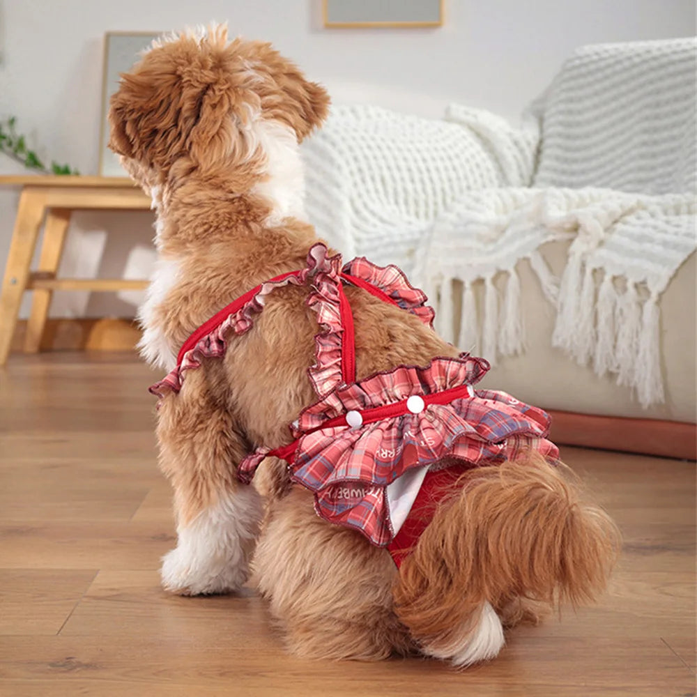 Cute Printed Reusable Dog Diaper Pants for Small Breeds