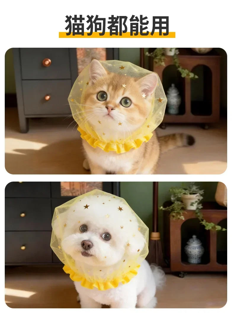 Breathable Star Tulle Dog Muzzle Cover for Outdoor Walks