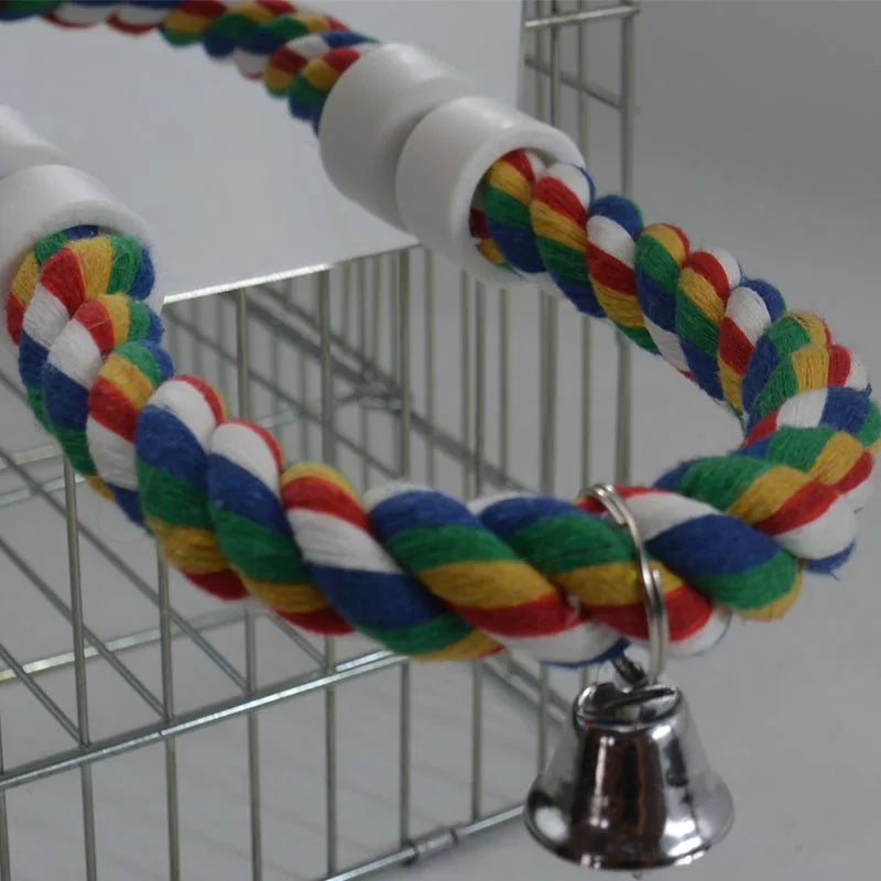 Interactive Parrot Activity Station with Mirror and Rope Perch