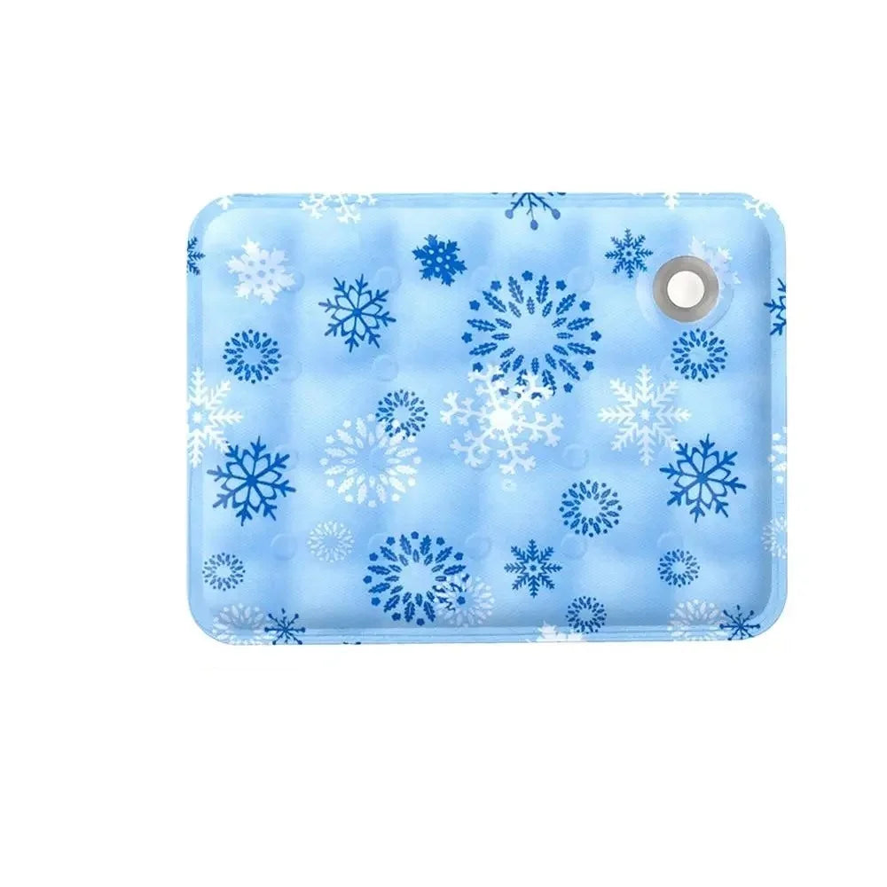 Lit pour animaux en silicone bleu clair, motif flocons de neige bleus pour chats et chiens