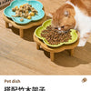 Ceramic Pet Bowl with Wood Stand – Elegant Bow Knot Design