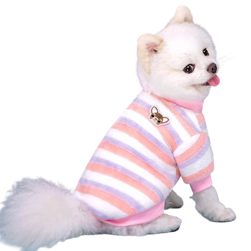 Sudadera con Capucha de Franela a Rayas Arcoíris para Perro