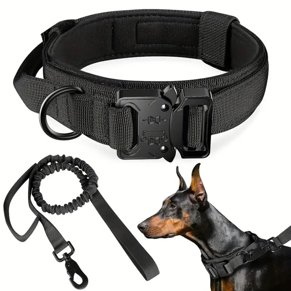 Tactical Dog Harness with MOLLE Pouches and Collar Set