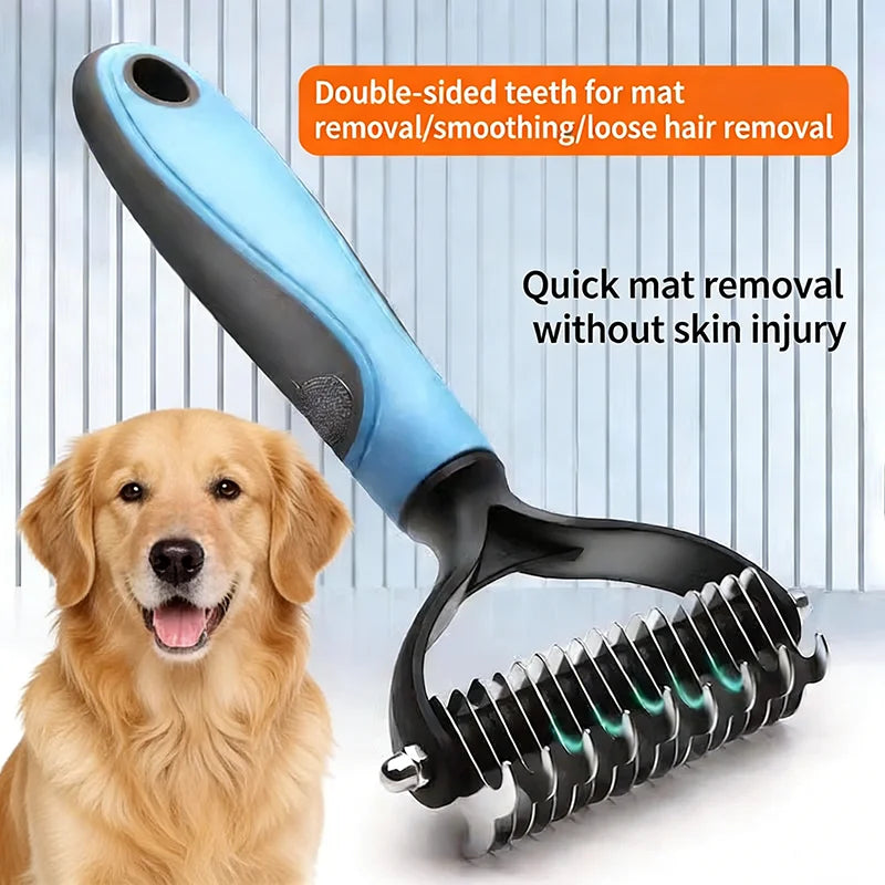 Double-Sided Stainless Steel Dematting Comb for Dogs and Cats