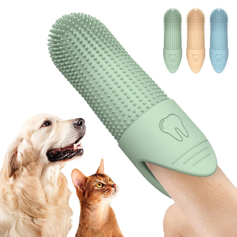 Brosse à dents en silicone 360° pour doigts, pour chiens et chats