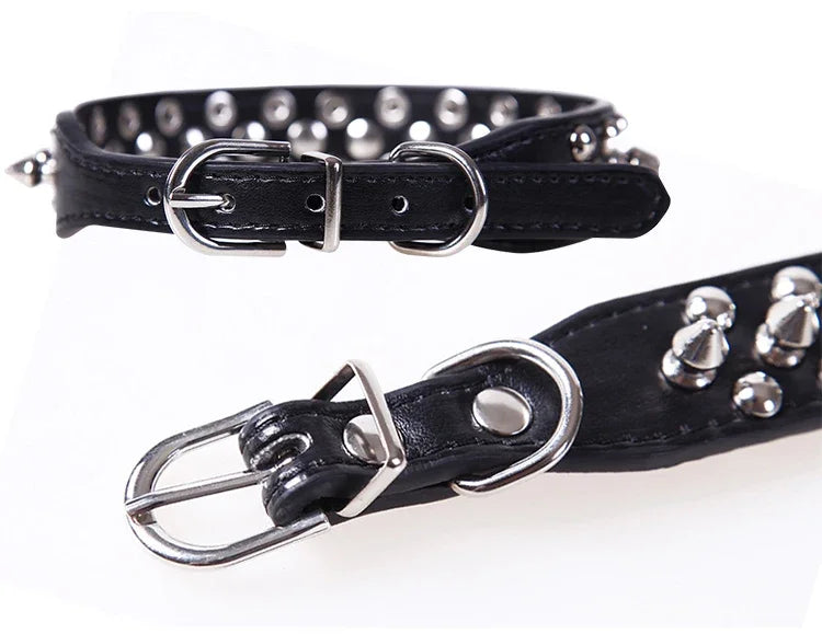 Punk Rivet Spiked Leather Dog Collar