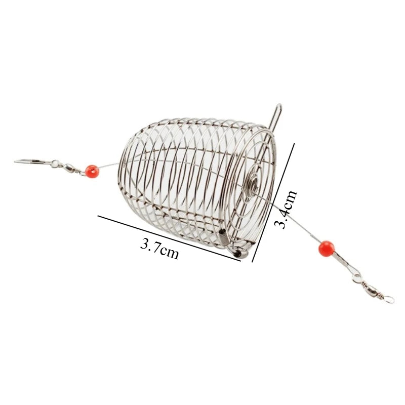 Bol à crevettes en acier inoxydable avec panier grillagé et outil de nourrissage long.