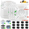 A set of replacement carbon filters and sponge pre-filters for pet fountains, shown in various sizes and configurations.