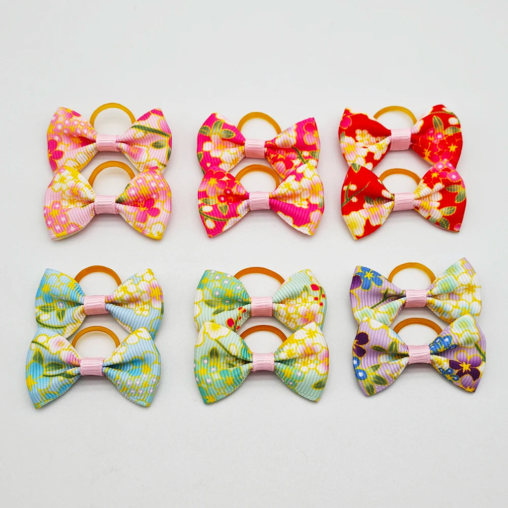 Pet Hair Bows with Elastic Bands (100-Pack)