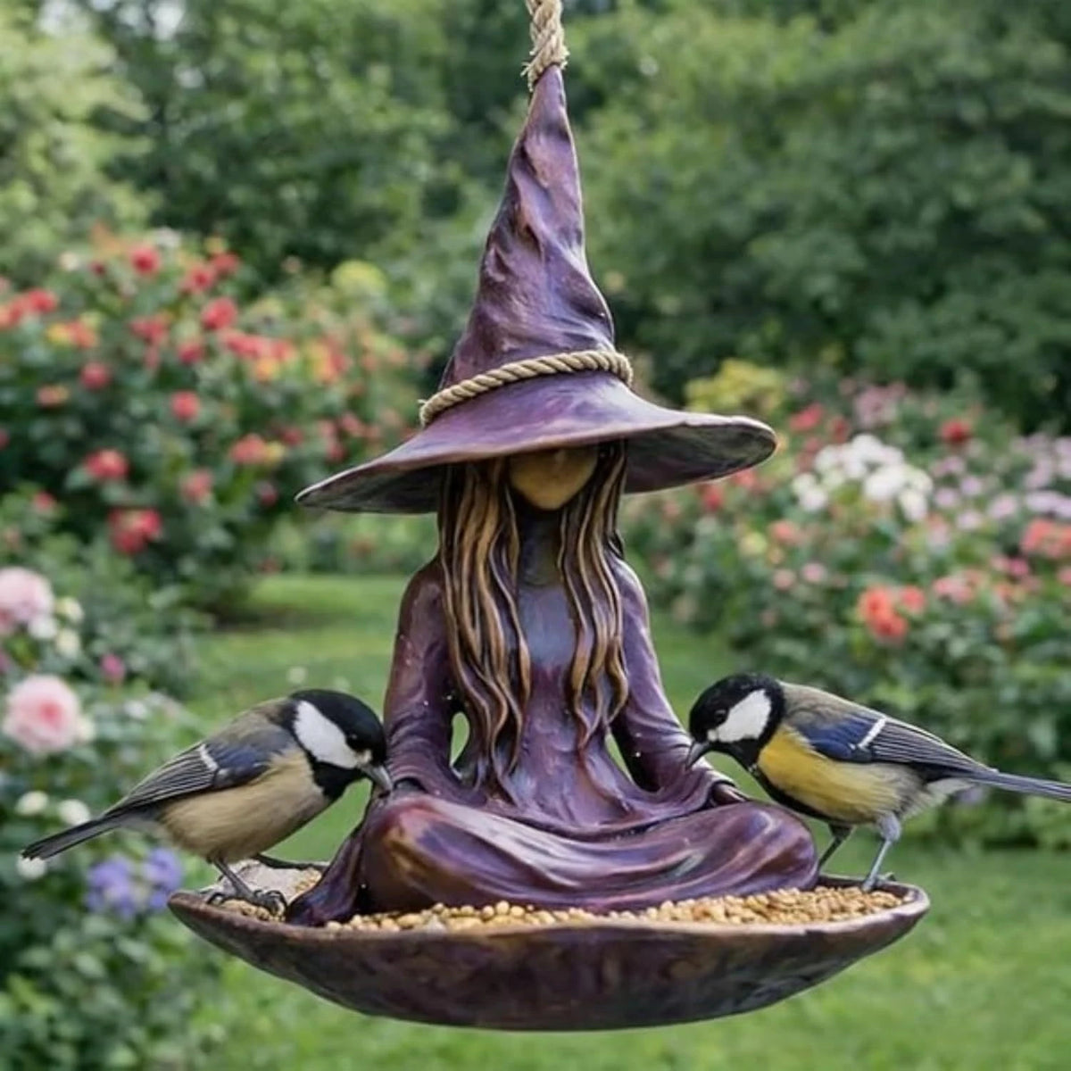 Tree Face Bird Feeder - Resin Tree Hugger Sculpture for Outdoor Garden
