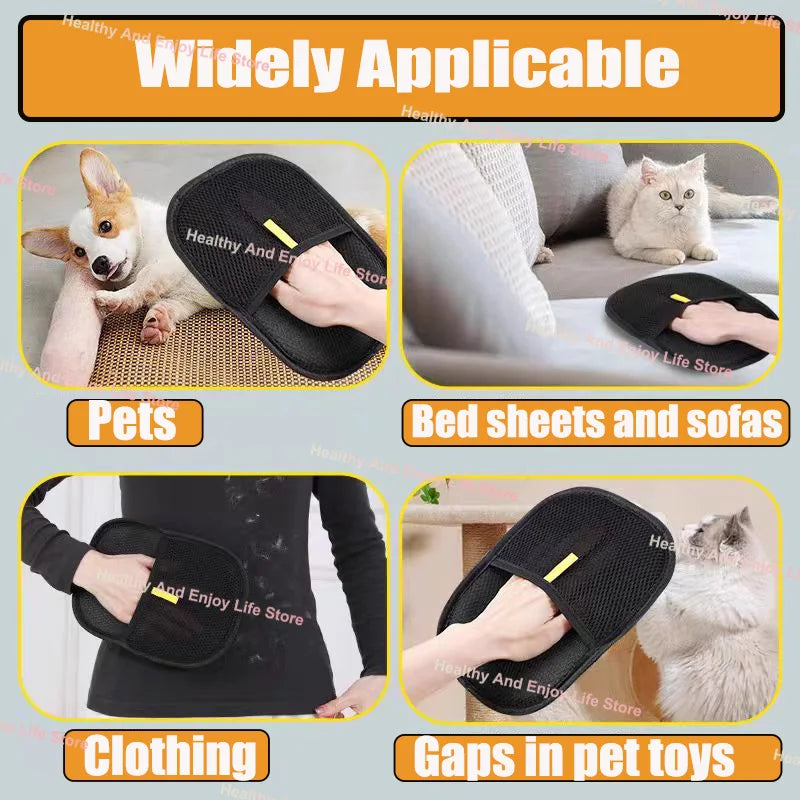Double-Sided Pet Hair Removal and Grooming Gloves