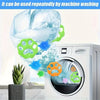 A pair of reusable lint rollers with green and orange grips are shown next to a washing machine.