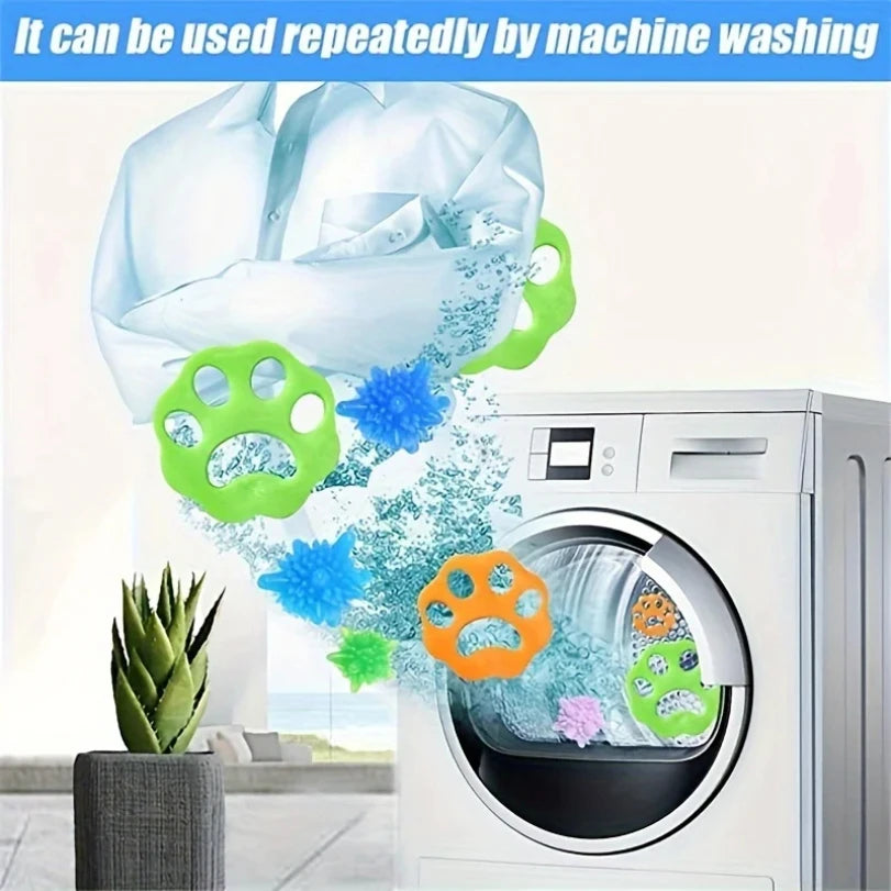 A pair of reusable lint rollers with green and orange grips are shown next to a washing machine.