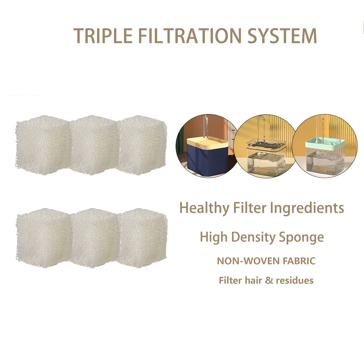 Cat Water Fountain Replacement Filters with Activated Carbon