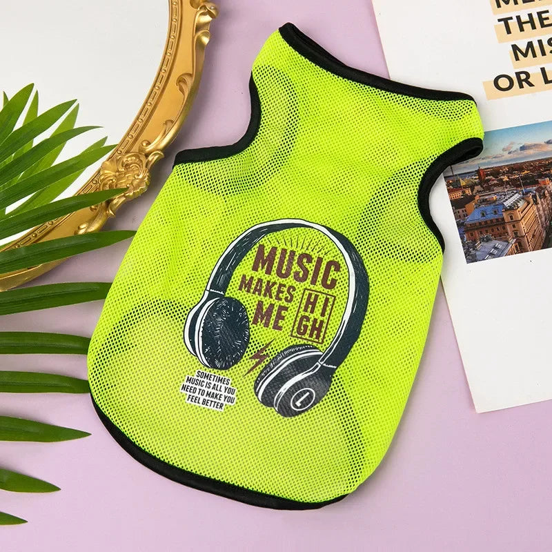 Breathable Mesh Pet Vest with Cute Cartoon Print