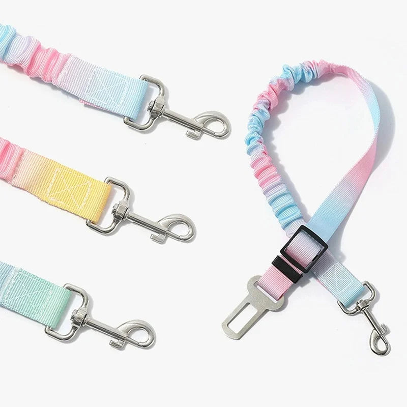 Colorful adjustable traction rope safety harness straps displayed on a white background.