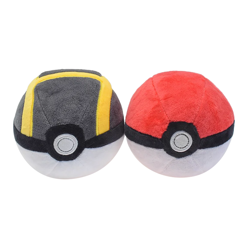 A pair of soft stuffed backpack charm plush toys, one black and yellow and the other red and black.