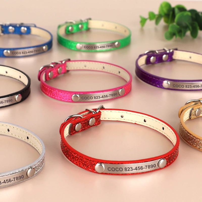 Individuell gravierte Leder-Hundehalsband mit ID-Tag