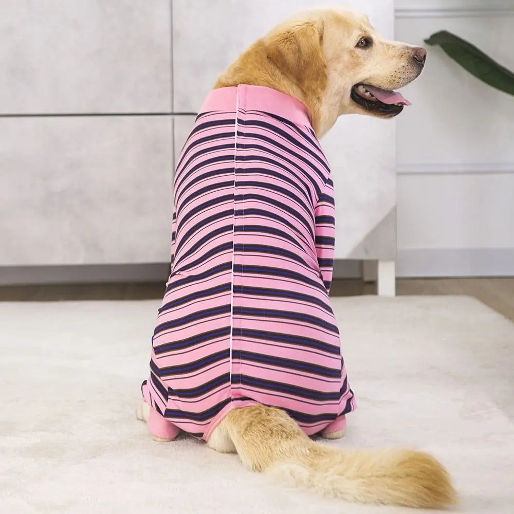 Striped Four-Leg Dog Pajama Jumpsuit