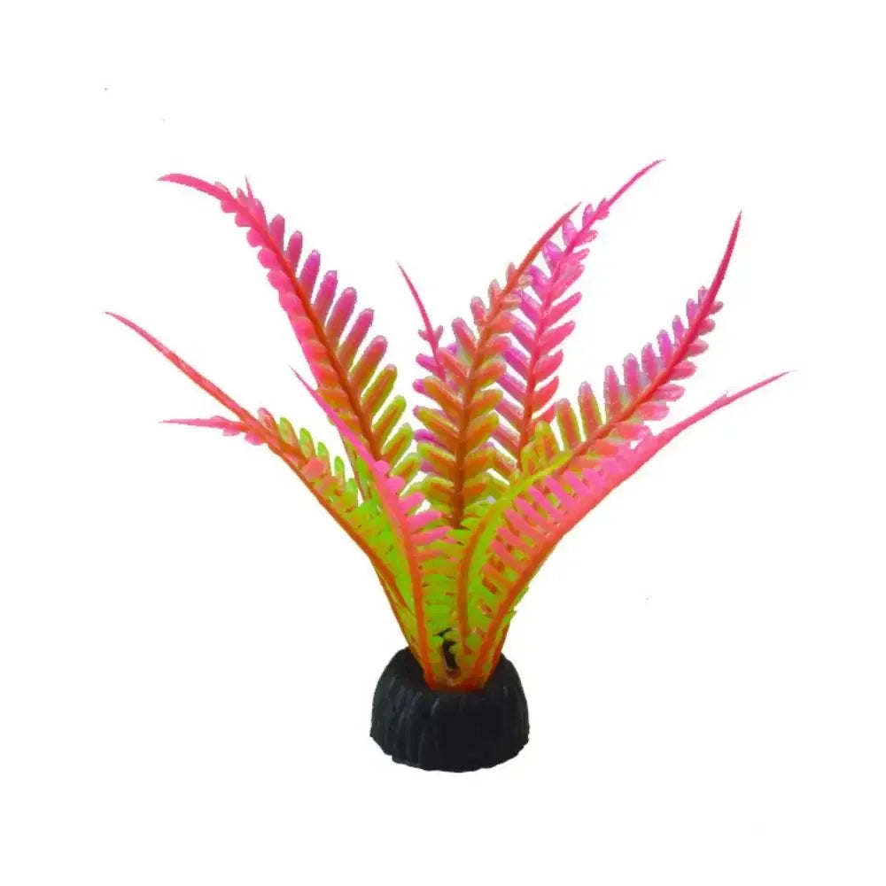 Plantas de acuario de PVC artificiales en colores rosa y verde.