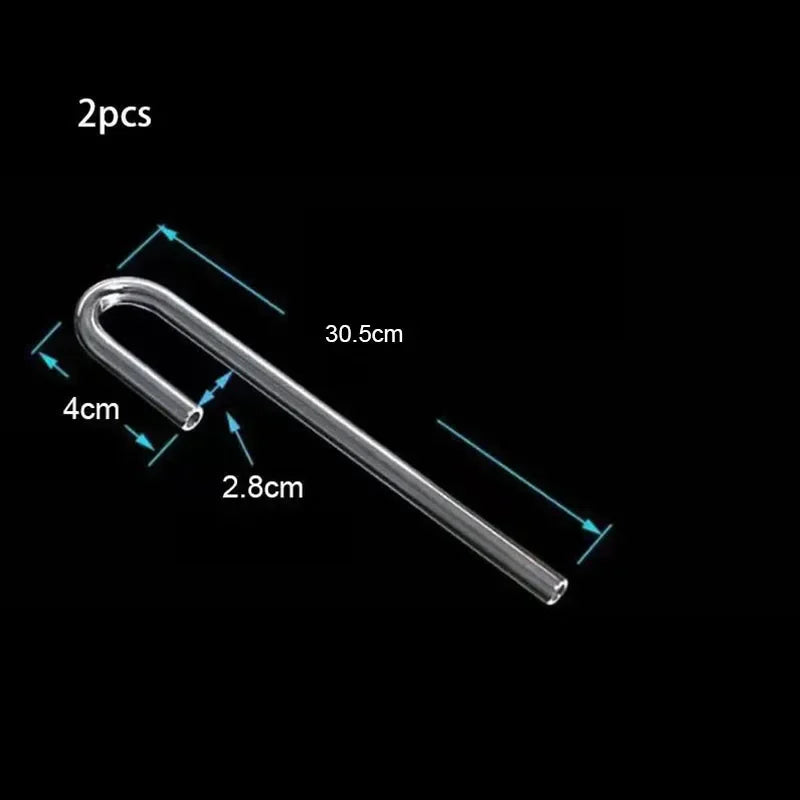 Two clear acrylic aquarium air tubing connectors shown with dimensions 30.5cm, 4cm, and 2.8cm.
