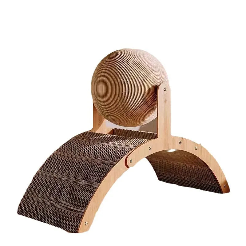 Wooden Cat Scratcher Ball with Sisal Surface