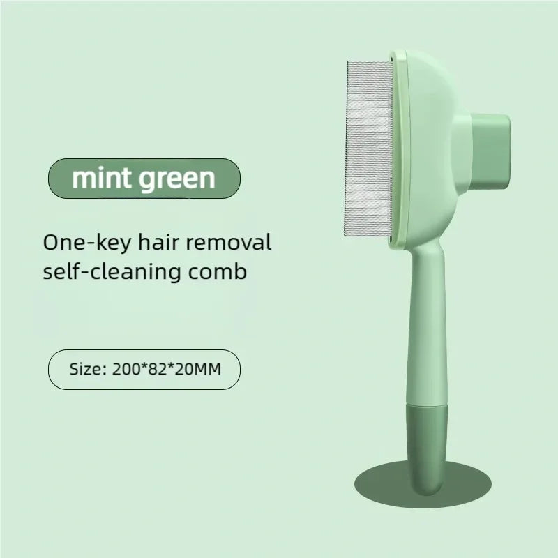 Self-Cleaning Pet Grooming Brush with One-Button Hair Release