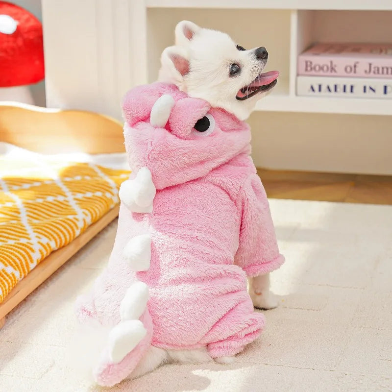 Cozy Fleece Dog Hoodie with Playful Animal Design