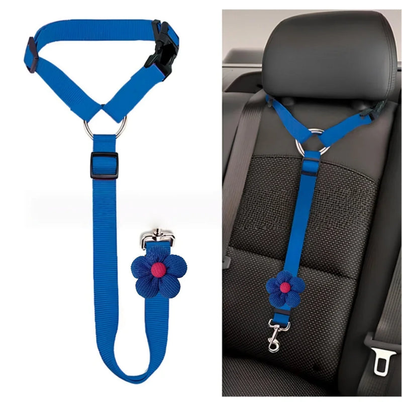 Ceinture de Sécurité Réglable pour Animaux en Voiture & Attache d'Appui-Tête