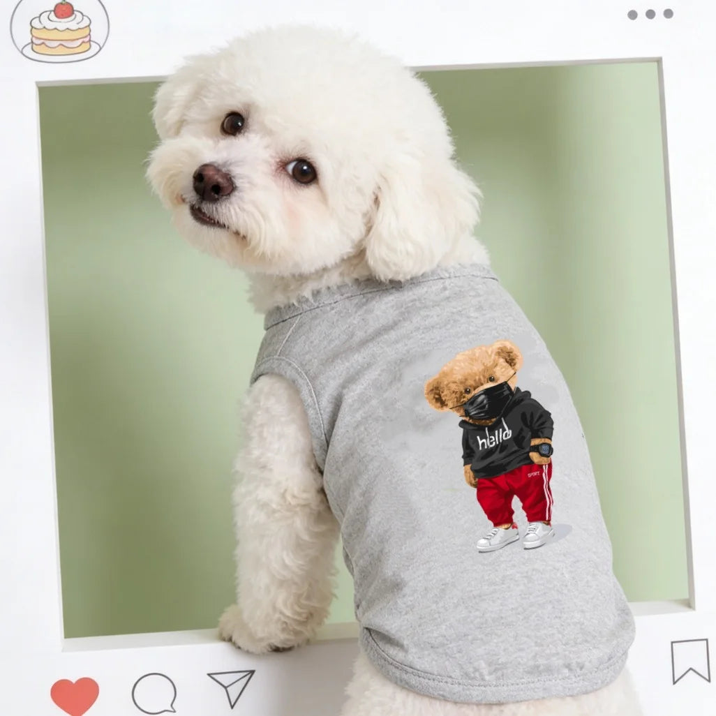 Printed Sleeveless Pet Vest for Cats and Dogs