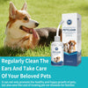 زجاجة قطرات أذن لـ Petclear بجوار كلب سعيد، للترويج لتنظيف الأذن المنتظم للحيوانات الأليفة.